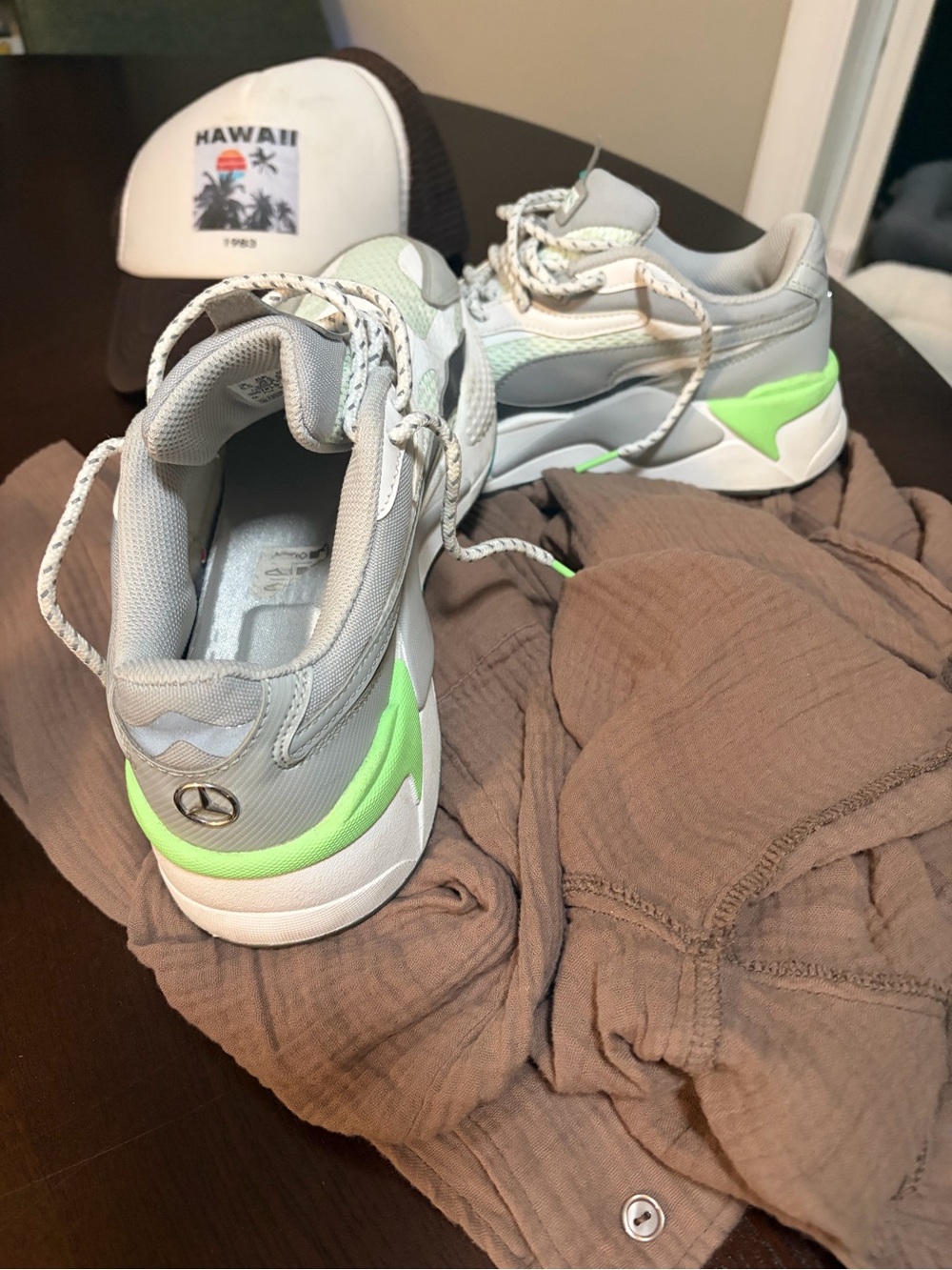 Puma RSX Light Gray Knit/Lime green Sneakers with Mercedes Benz